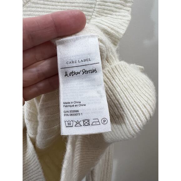 & Other Stories Women’s Wool Blend Sweater Size XS Cream Ruffles Coquette Twee - Picture 7 of 9